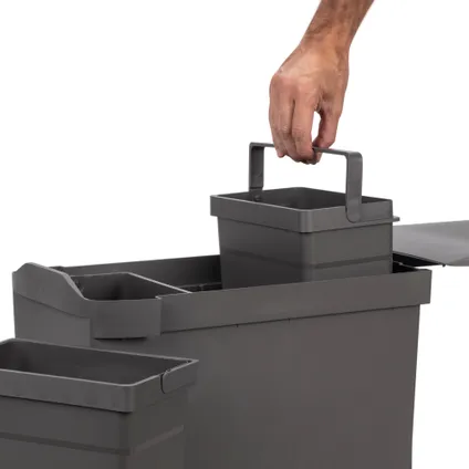 Emuca Afvalbakken voor recycling voor keuken, 3 x 10L, bevestiging aan onderzijde 5