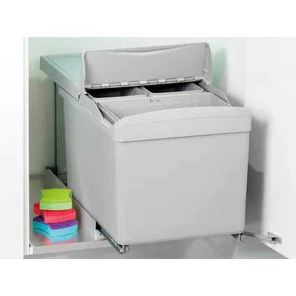 Emuca Recyclingbak voor bodembevestiging en automatische uitschuifbaar in keukenkastje 1x16liter 2
