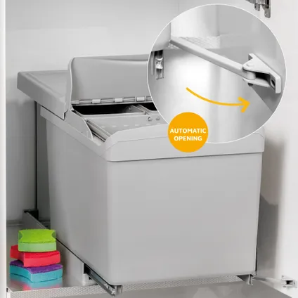 Emuca Recyclingbak voor bodembevestiging en automatische uitschuifbaar in keukenkastje 1x16liter 5
