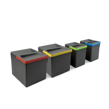 Emuca Kit van Recycle keukenlade prullenbak kit Recycle hoogte 216mm, 2x12liter, 2x6liter