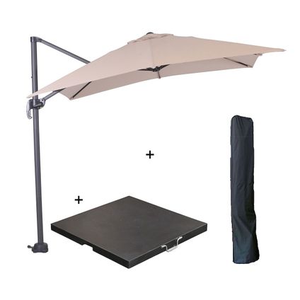 Garden Impressions parasol S 250x250 - d. grijs/ecru+voet en hoes