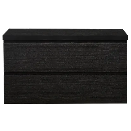 Badplaats Wastafelonderkast Angela 90 x 48 x 53,5 cm - zwart houtnerf - met bovenblad 3