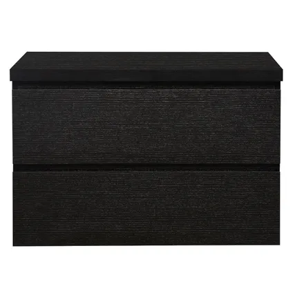 Badplaats Wastafelonderkast Angela 80 x 48 x 53,5 cm - zwart houtnerf - met bovenblad 4