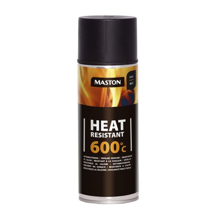 Maston Résistant à la Chaleur 600°C - Mat - Noir - Laque en Spray Résistante à la Chaleur - 400 ml
