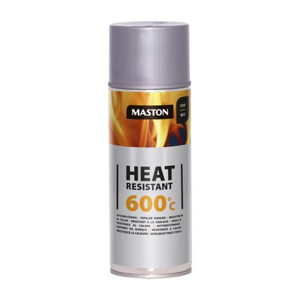 Maston Résistant à la Chaleur 600°C - Mat - Argent - Laque en Spray Résistante à la Chaleur - 400 ml