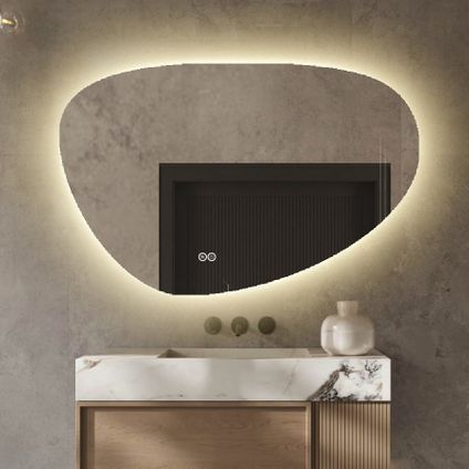 Badkamerspiegel met LED Verlichting - Asymmetrisch - Anti Condens Verwarming - 100 cm