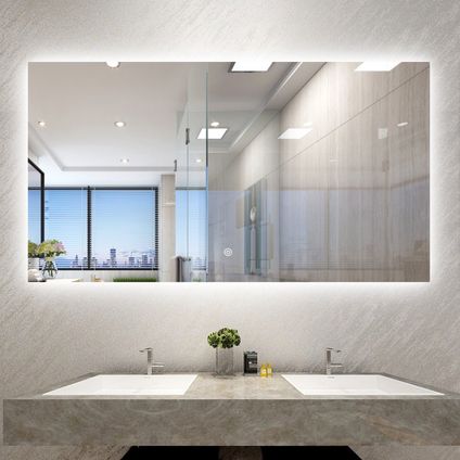 Vtw Living - Miroir de salle de bain avec éclairage et chauffage - Miroir - 100 x 60 cm
