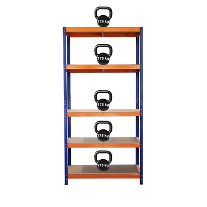 Stellingkast Blauw/Oranje 5 planken - Opbergrek 180x90x40 cm 10