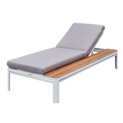 Chaise longue avec table en aspect bois / gris AXI Kira