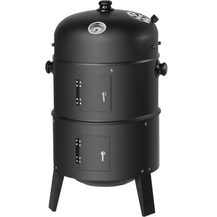 Tectake® - Houtskoolbarbecue rookton 3 in 1 - zwart