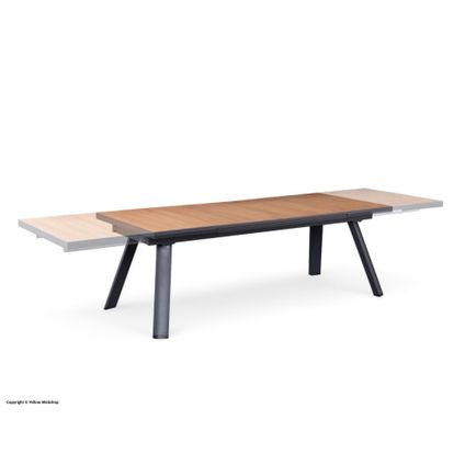 Table de jardin Fontana Bois/Teck Extensible 220-340 cm | Cadre en aluminium anthracite