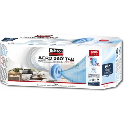 Rubson - Vochtopnemer Navultabs Aero 360° - 4 x 6 stuks - Voordeelverpakking