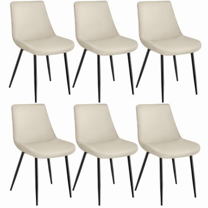 Tectake® - Set van 6 stoelen Monroe fluweellook - crème