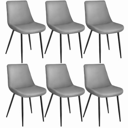 Tectake® - Set van 6 stoelen Monroe fluweellook - grijs