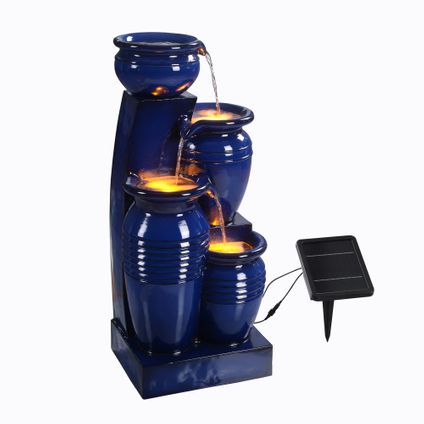 Teamson Home Waterornament RJ-23062N Kom Met 4 Niveaus Zonne-Energie Marineblauw