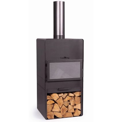 CookKing - cheminée de jardin - Vento - 50 x 50 x 150 cm - acier noir - accessoire de jardin