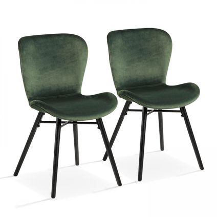 Oviala Thelma Set van 2 stoelen in donkergroen fluweel