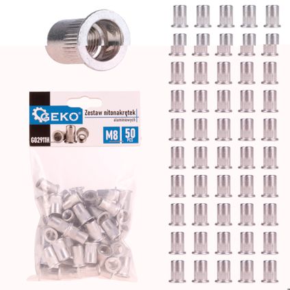 GEKO Ecrous pour rivets aveugles aluminium M8 (50pcs) (G02911H)