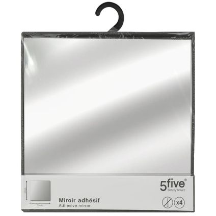 5Five Plak spiegels tegels - 4x stuks - zelfklevend - 30 x 30 cm