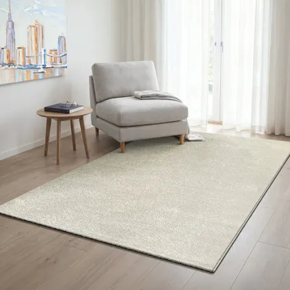 Uni Effen Vloerkleed Laagpolig Creme - 240x340 Cm 9