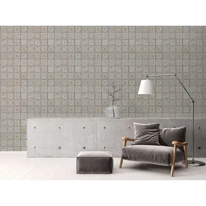 A.s. Création Behang Tegelmotief Goud, Wit, Zwart En Metallic - 53 Cm X 10.05 M - As-389212 5