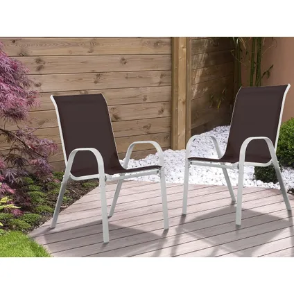 H&J - Textilene tuinstoel "Cordoba" - Phoenix - Taupe - Set van 2 2