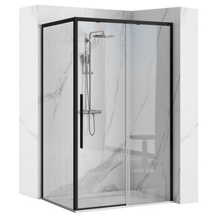 Rea Cabine De Douche Solar 80X100 Noir + Receveur De Douche Savoy Blanc