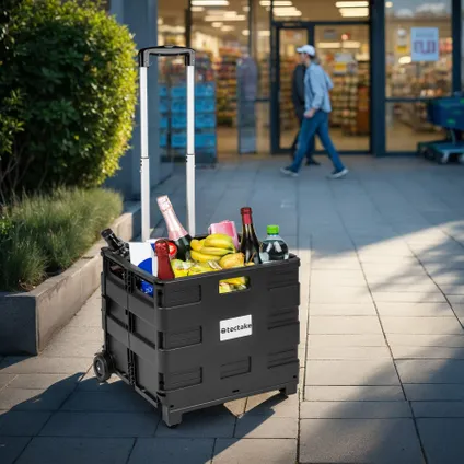 Tectake® Inkooptrolley - Boodschappen Trolley Opvouwbaar - Zwart 8