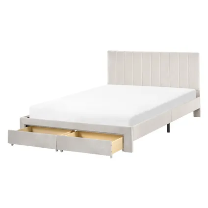 Beliani Bed Met Opbergladen Lonzac Wit 208x145x90 Cm