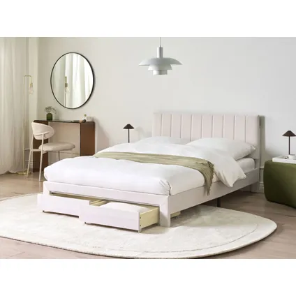 Beliani Bed Met Opbergladen Lonzac Wit 208x145x90 Cm 2