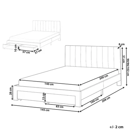 Beliani Bed Met Opbergladen Lonzac Wit 208x145x90 Cm 3