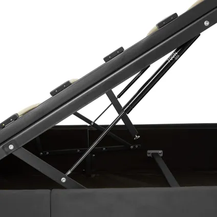 Tectake Gestoffeerd Bed Met Led-strips & Opbergruimte, 140 X 200 Cm, Fluweellook Zwart 6