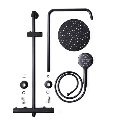 Baseline Regendouche - Met Thermostatische Kraan - Zwart - Mat - Rond - Met Handdouche - 15cm hartafstand 3