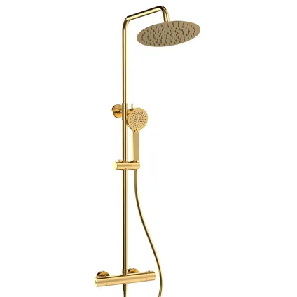 Rondo Regendoucheset By Futurbath Thermost. Geborsteld M-goud 250mm