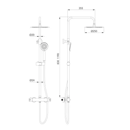 Rondo Regendoucheset By Futurbath Thermost. Geborsteld M-goud 250mm 2