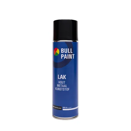 Bullpaint Spuitverf Zijdeglans Zwart - 500 Ml - Voor Hout Metaal En Kunststof