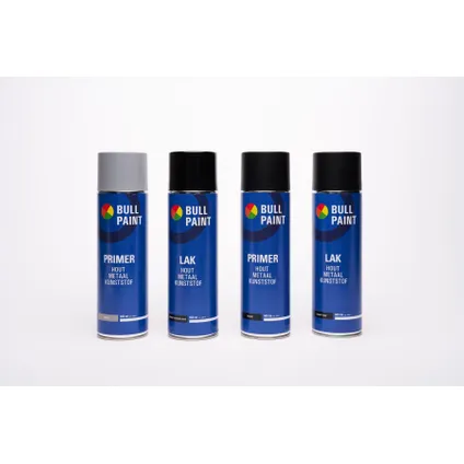Bullpaint Spuitverf Zijdeglans Zwart - 500 Ml - Voor Hout Metaal En Kunststof 4