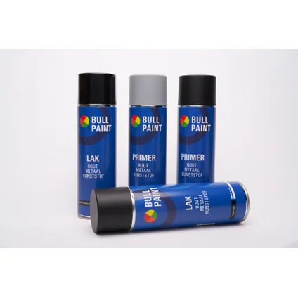 Bullpaint Spuitverf Zijdeglans Zwart - 500 Ml - Voor Hout Metaal En Kunststof 6