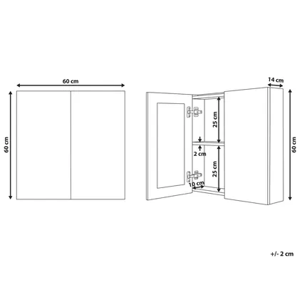 Beliani Badkamerkast Met Spiegel Navarra Wit, Zilver 14x60x60 Cm 3