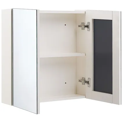 Beliani Badkamerkast Met Spiegel Navarra Wit, Zilver 14x60x60 Cm 4