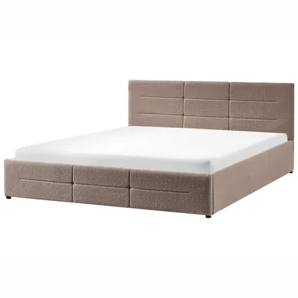 Beliani Bed Met Opbergruimte Massognes Beige Zwart 211x186x90 Cm 5