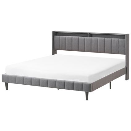 Beliani Bed Met Led Verlichting Beaulieu Grijs Zwart 218x188x103 Cm