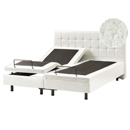 Beliani Verstelbaar Bed Duke Wit Zwart 216x161x102 Cm
