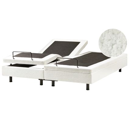 Beliani Verstelbaar Bed Zonder Hoofdbord Duke Wit Zwart 200x180x37 Cm