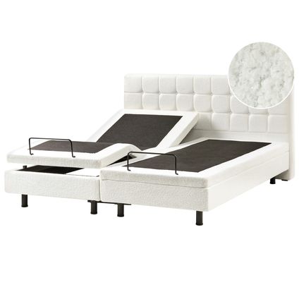 Beliani Verstelbaar Bed Duke Wit 216x181x102 Cm