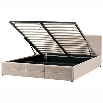 Beliani Bed Met Opbergruimte Massognes Beige Zwart 211x186x90 Cm 4