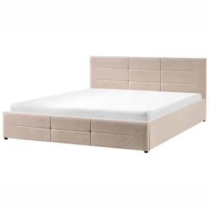 Beliani Bed Met Opbergruimte Massognes Beige Zwart 211x186x90 Cm 5