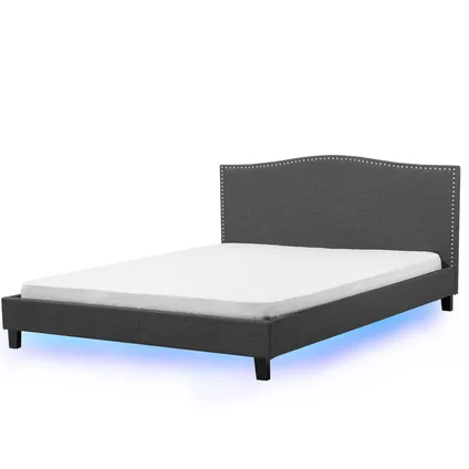 Beliani Bed Montpellier Grijs Bruin 214x191x122 Cm