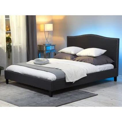 Beliani Bed Montpellier Grijs Bruin 214x191x122 Cm 2