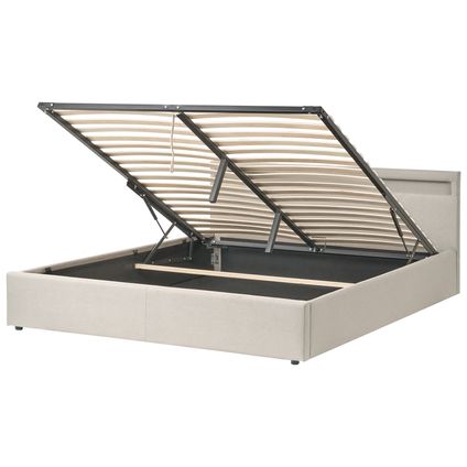 Beliani Opbergbed Met Led Armelle Beige Multicolor 216x188x83 Cm